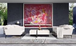 GIANT PAINTING ON CANVAS One of a kind WALL SIZE ACRYLIC OOAK RED STYLE ARTIST
