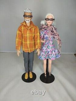 Grandpa & Grandma Ken Barbie Fashion Doll Old Lady Man Gray White Hair OOAK