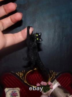 HANGING CAT Made to order OOAK 112 HALLOWEEN Miniature Dollhouse handmade IGMA