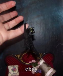 HANGING CAT Made to order OOAK 112 HALLOWEEN Miniature Dollhouse handmade IGMA