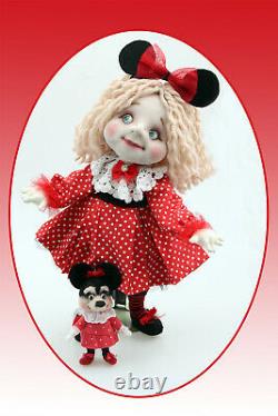 Handmade Art Artist Fantasy Doll Minnie Mouse and Millie Mouse Theme OOAK
