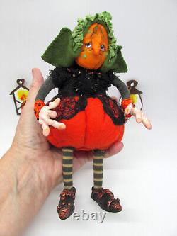 Handmade Mrs. Pumpkin Witch OOAK Art Doll