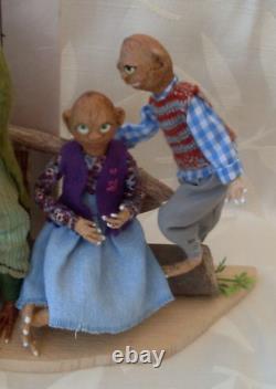 Handmade ooak art doll family/walnuts/artist made gift