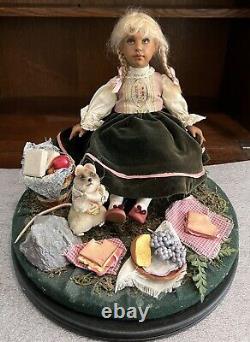 Hanna Hyland OOAK Hand carved Wood Doll (cloth Body) Picnic Time Artist W Steiff