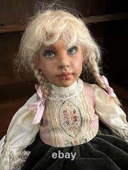 Hanna Hyland OOAK Hand carved Wood Doll (cloth Body) Picnic Time Artist W Steiff