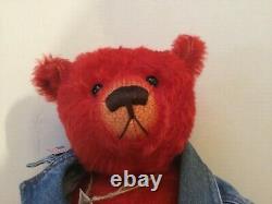 Heidi Steiner American Artist Large 22 Zeke Hand Dyed Red Mohair Teddy Bear