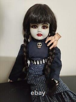 Horror OOAK Wensday Addams Artist Made Porcelain Collector Doll