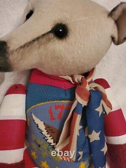 Huge 30 OOAK Artist Portobello Bear Amy Goodrich Americana Patriotic 1776