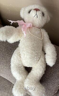 Judy Mathis Artist Handmade OOAK Jointed Teddy Bear Ivory/ Pink Large 18/Signed