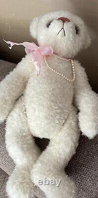 Judy Mathis Artist Handmade OOAK Jointed Teddy Bear Ivory/ Pink Large 18/Signed