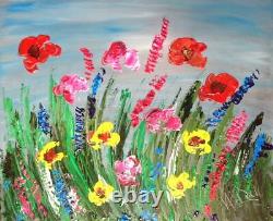 KAZAV FLOWERS FANTASY Modern Abstract Original Painting Canvas Fine Art TG45
