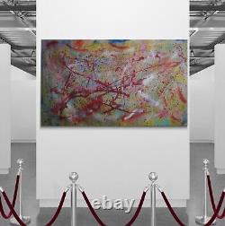 LARGE ACRYLIC PAINTING Jackson Pollock style super large size OOAK ORIGINAL ART