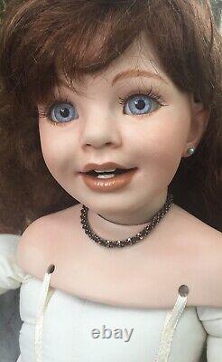 Large Doll Glass Eyes Porcelain Seated OOAK Artist Signed Store Display 1998
