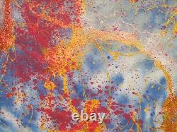 Large Handmade Abstract Painting Canvas Original Ooak Giant Big Wall Size Blue