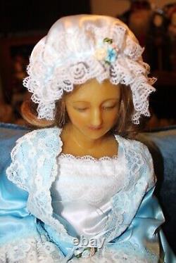 Large Vintage OOAK Wax Doll Saying Her Prayers at Bedtime