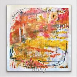 Lg. OOAK original painting Contemporary Abstract Art Warm Colors Movement byKat