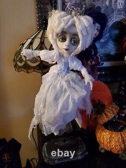 Lulu Lancaster ooak art doll ghost with wooden stand one of a kind OOAK handmade