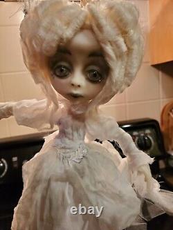 Lulu Lancaster ooak art doll ghost with wooden stand one of a kind OOAK handmade