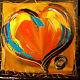 M. Kazav Golden Heart Pop Art Painting Abstract Modern Art Contemporary Vvi