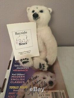 Mary Lou Foley CHLOE Polar Bears Alpaca Teddy Bear Signed Magazine 11 OOAK