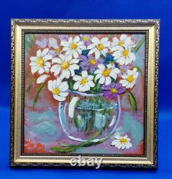 Meadow flowers daisies. Summer. Original handmade oil painting wall art ooak