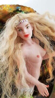 Mermaid in the abalone shell OOAK doll fairy dollhouse 5.4 112 by Tima Hass