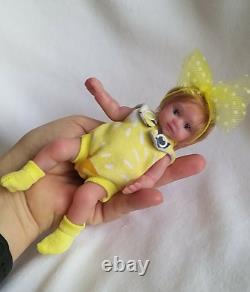 Mini silicone reborn Marta 5 inch (14cm), painted, with hair by Kovalevadoll
