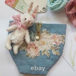 Miniature teddy bunny. Ooak art doll. Miniature rabbit