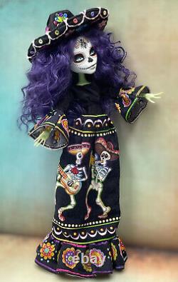Monster High OOAK Custom Venus McFlytrap Repaint Doll Sugar Skull, Day of Dead