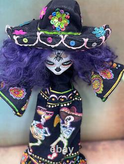 Monster High OOAK Custom Venus McFlytrap Repaint Doll Sugar Skull, Day of Dead