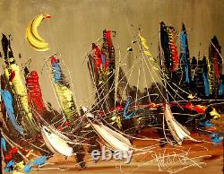 Moonlight Landscape Impressionist Large Original Oil Painting Vhyy