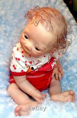 NEW 20 Pebbles down syndrome baby COA/blanket SOLE Reborn artist Peg Spencer