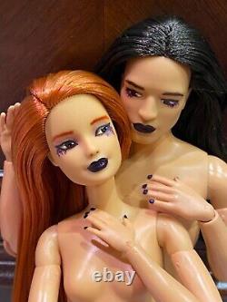 NEW OOAK Fully Repainted Gothic Couple Barbie Ken Boy Doll Made To Move Lot of 2