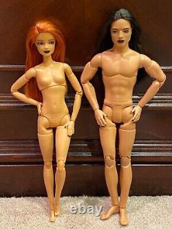 NEW OOAK Fully Repainted Gothic Couple Barbie Ken Boy Doll Made To Move Lot of 2