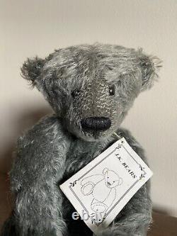 NICE OOAK Artist Teddy Bear JILL KENNY Gray Weighted mohair 14 jointed signed