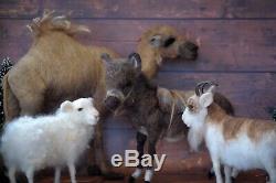 Needle Felted Christmas Nativity Set Camel Donkey Goat Sheep Animal Wool Art