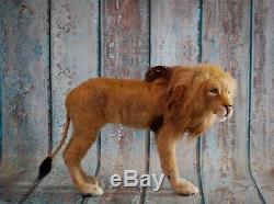 Needle Felted Lion Big Cat African Safari Animal Wool Art Sculpture
