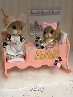 Needle Felted Mouse Betty & Bunty Doll Handmade Mice Teddy Ooak By Suzanne