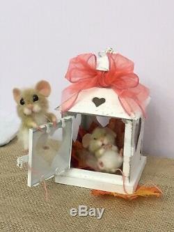 Needle Felted Mouse Bubble & Squeak Handmade Mice Doll Teddy Ooak By Suzanne