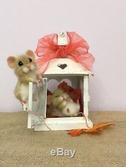 Needle Felted Mouse Bubble & Squeak Handmade Mice Doll Teddy Ooak By Suzanne