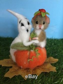 Needle Felted Mouse Truffles Ghost Halloween Teddy Mice Ooak By Suzanne