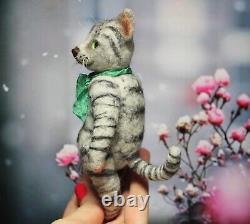 Needle Felted cat, art toy, ooak toy, collectible handmade toy