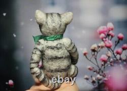 Needle Felted cat, art toy, ooak toy, collectible handmade toy