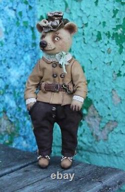 Needle felted bear, bear ooak toy, artist bear, collectible bear, hand made bear