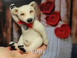 Needle felted bear, bear ooak toy, artist bear, panda bear