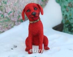 Needle felted dog, OOAK dog toy, red Labrador dog, handmade collectible art toy