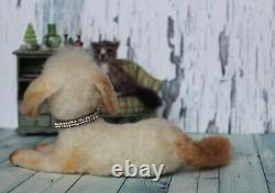 Needle felted realistic Dog, handmade, srtistmade OOAK collectible dog toy