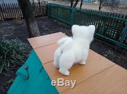 Needle-felted-wool-handmade-OOAK-White Spitz puppy