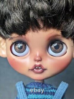 New! Custom OOAK Blythe Doll Rare Brown Boy Blythe by Me Inst and Etsy artist