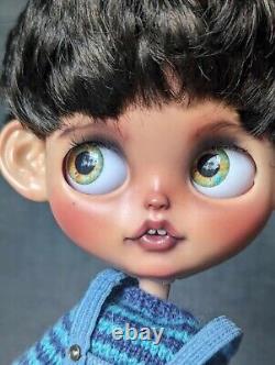 New! Custom OOAK Blythe Doll Rare Brown Boy Blythe by Me Inst and Etsy artist